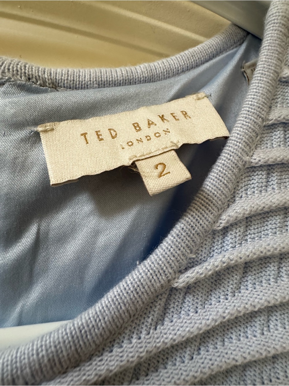 Ted Baker Pale Blue Textured Sleeveless Flare Dress - Picture 5 of 6